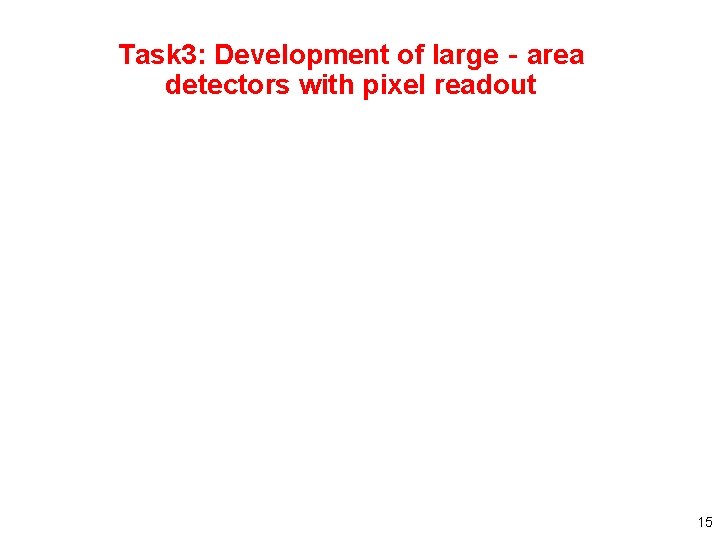 Task 3: Development of large‐area detectors with pixel readout 15 