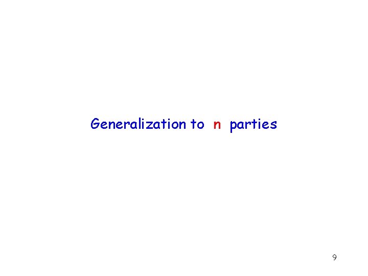 Generalization to n parties 9 