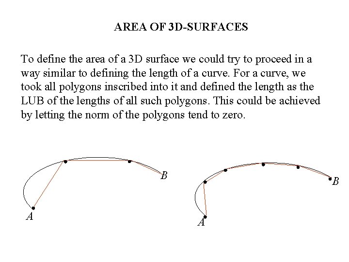 AREA OF 3 D-SURFACES To define the area of a 3 D surface we AREA OF 3 D-SURFACES To define the area of a 3 D surface we