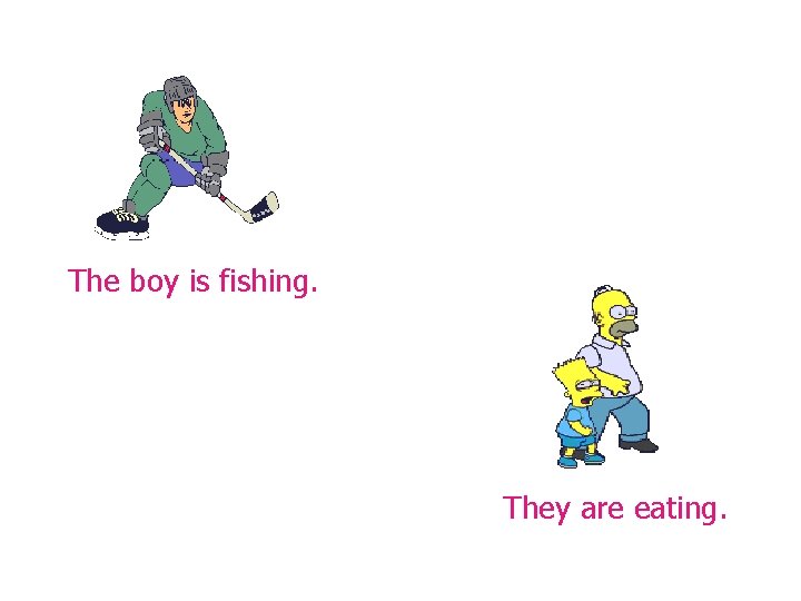 The boy is fishing. They are eating. 