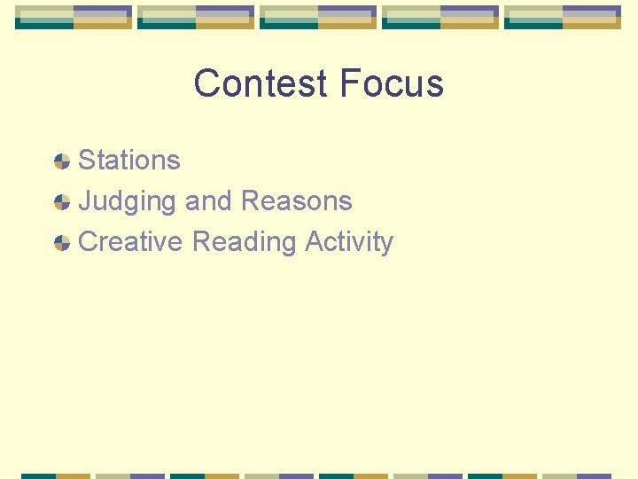 Contest Focus Stations Judging and Reasons Creative Reading Activity 