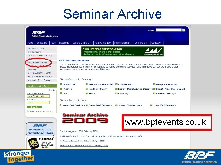 Seminar Archive www. bpfevents. co. uk 