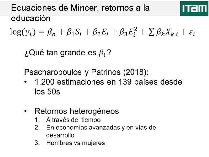 Ecuaciones de Mincer, retornos a la educación 