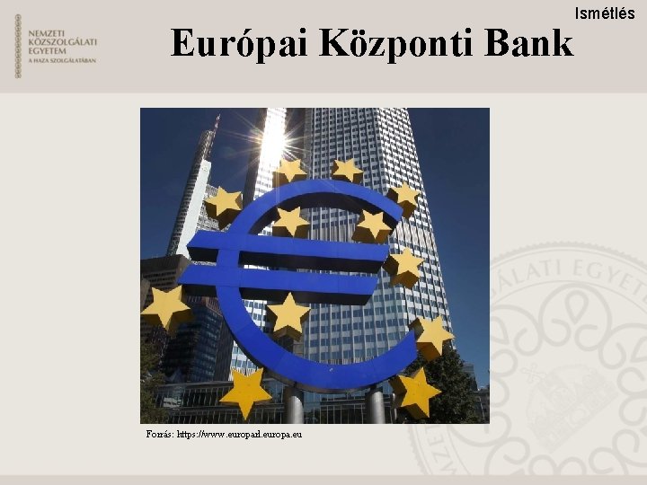 Európai Központi Bank Forrás: https: //www. europarl. europa. eu Ismétlés 