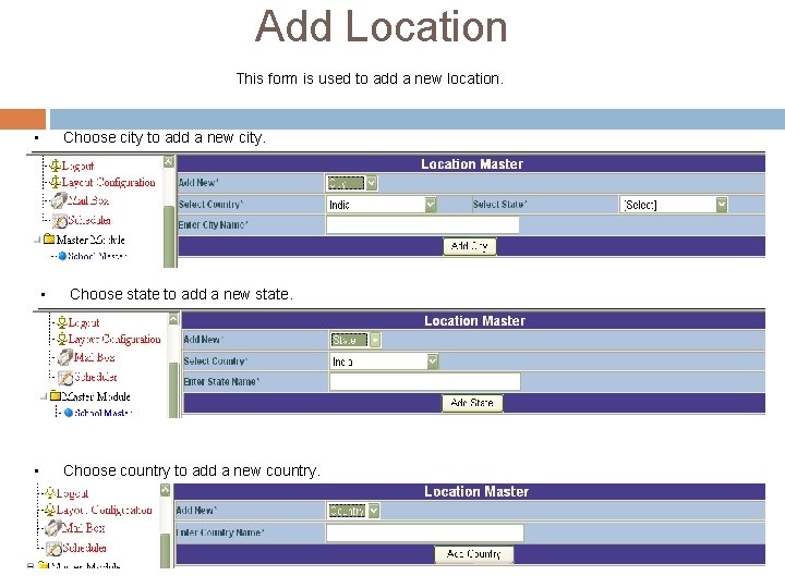 Add Location This form is used to add a new location. • Choose city Add Location This form is used to add a new location. • Choose city
