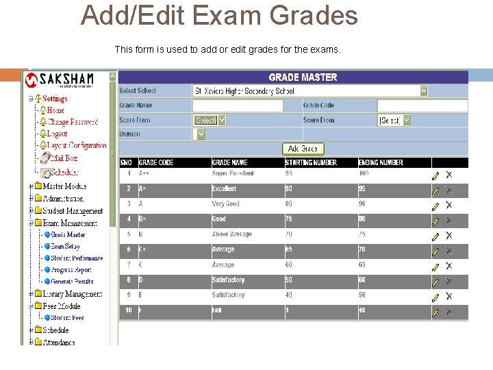 Add/Edit Exam Grades This form is used to add or edit grades for the Add/Edit Exam Grades This form is used to add or edit grades for the