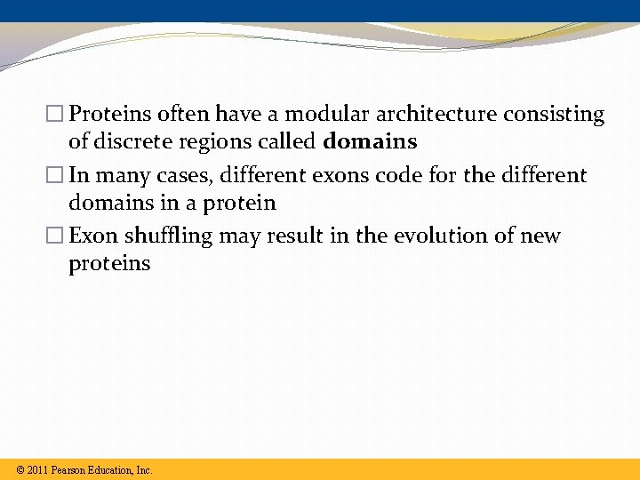 � Proteins often have a modular architecture consisting of discrete regions called domains � � Proteins often have a modular architecture consisting of discrete regions called domains �