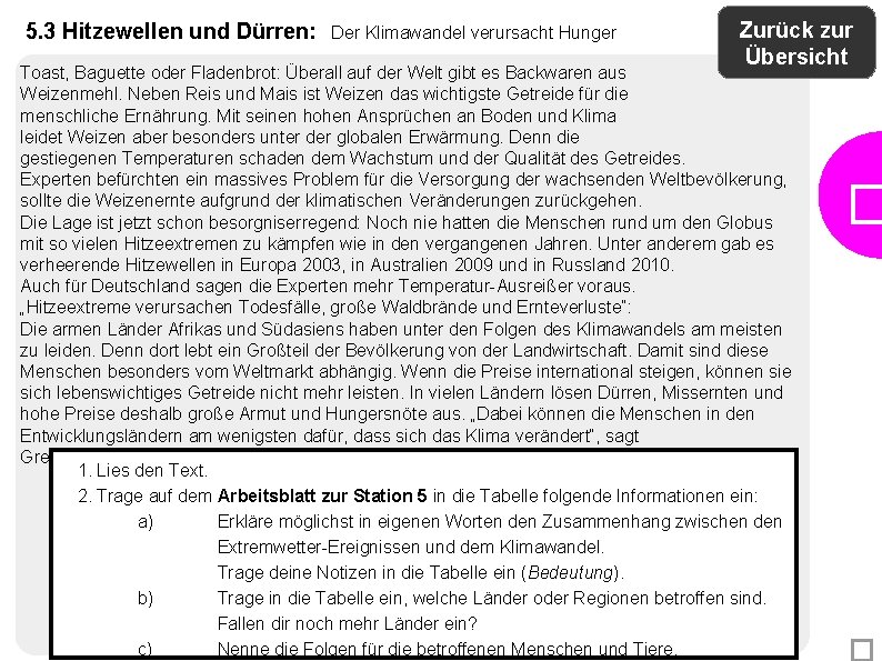 5. 3 Hitzewellen und Dürren: Der Klimawandel verursacht Hunger Zurück zur Übersicht Toast, Baguette