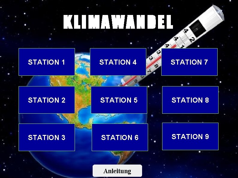 KLIMAWANDEL STATION 1 STATION 4 STATION 7 STATION 2 STATION 5 STATION 8 STATION