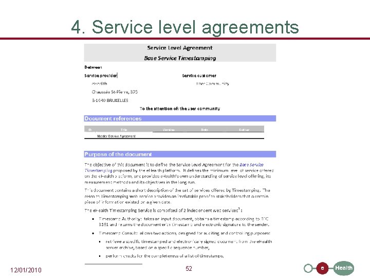 4. Service level agreements 12/01/2010 52 