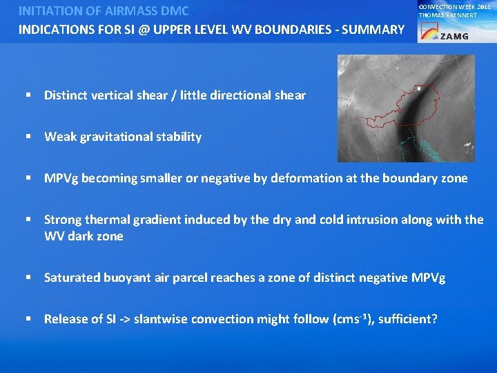 INITIATION OF AIRMASS DMC INDICATIONS FOR SI @ UPPER LEVEL WV BOUNDARIES - SUMMARY