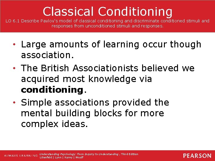 Classical Conditioning LO 6. 1 Describe Pavlov's model of classical conditioning and discriminate conditioned