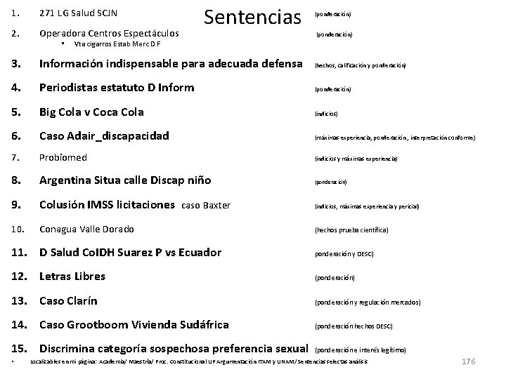 Sentencias 1. 271 LG Salud SCJN 2. Operadora Centros Espectáculos 3. Información indispensable para