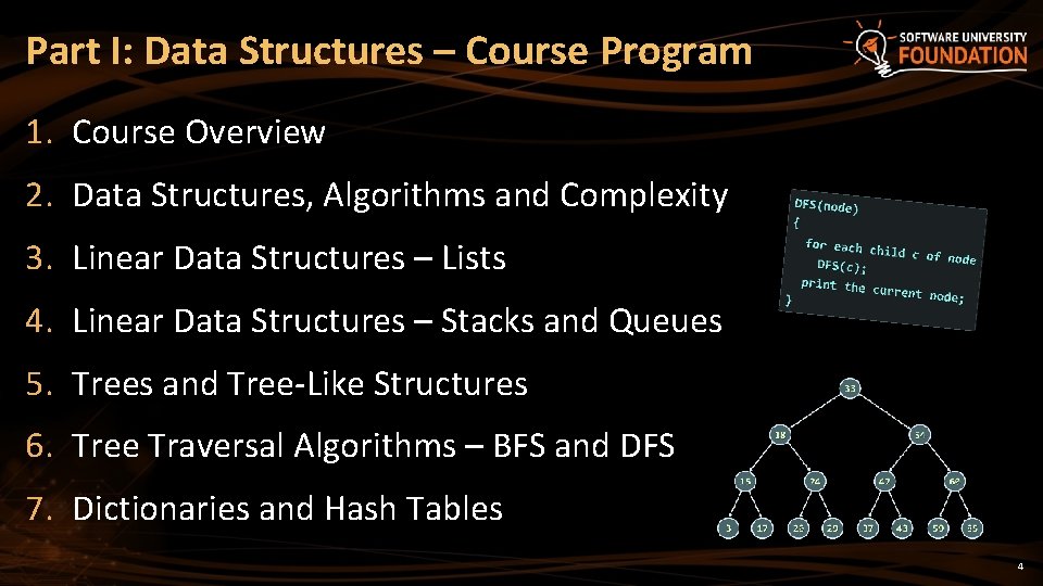 Part I: Data Structures – Course Program 1. Course Overview 2. Data Structures, Algorithms