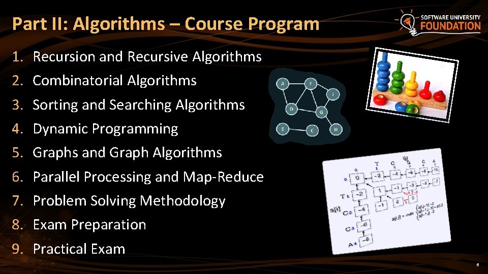 Part II: Algorithms – Course Program 1. Recursion and Recursive Algorithms 2. Combinatorial Algorithms