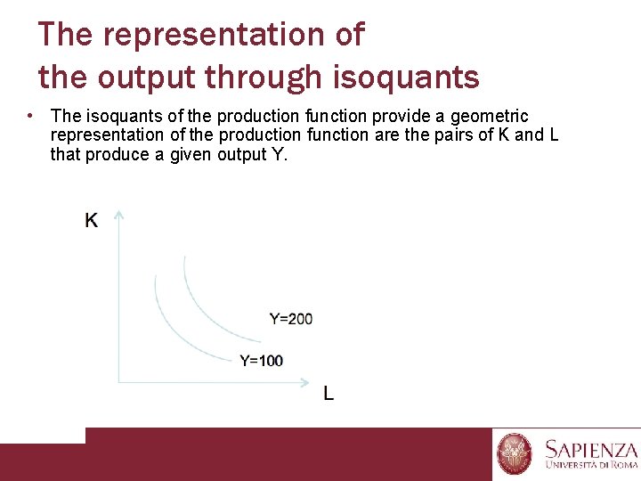 The representation of the output through isoquants • The isoquants of the production function