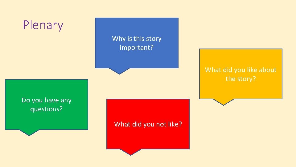 Plenary Why is this story important? What did you like about the story? Do