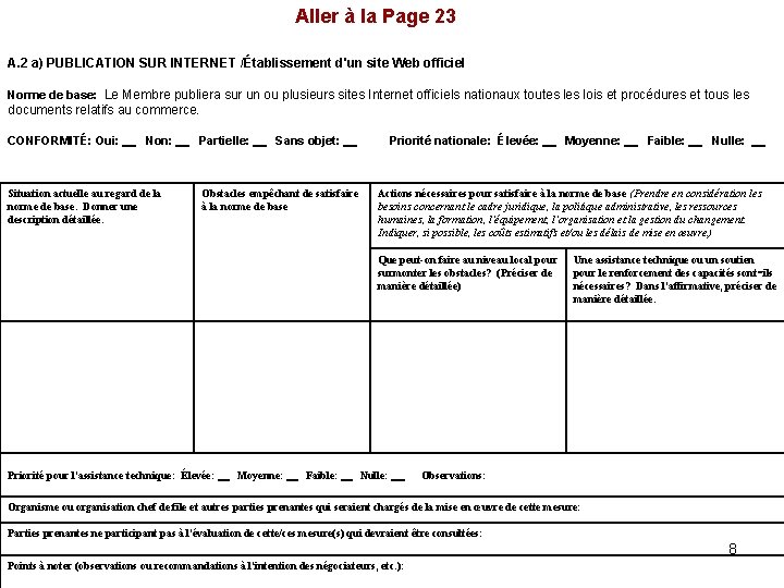 Aller à la Page 23 A. 2 a) PUBLICATION SUR INTERNET /Établissement d'un site