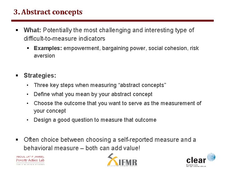 3. Abstract concepts § What: Potentially the most challenging and interesting type of difficult-to-measure