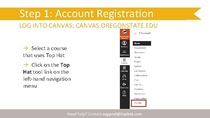 Step 1: Account Registration LOG INTO CANVAS: CANVAS. OREGONSTATE. EDU Select a course that