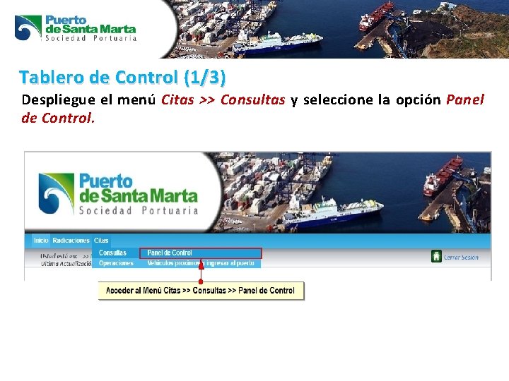 Tablero de Control (1/3) Despliegue el menú Citas >> Consultas y seleccione la opción