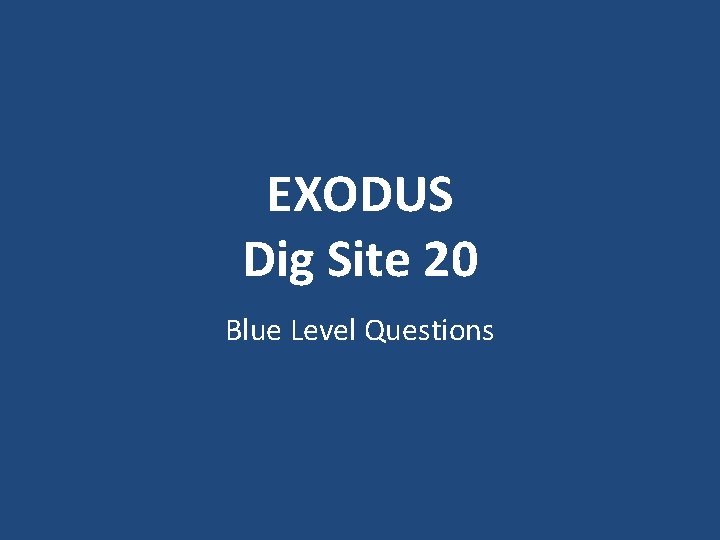 EXODUS Dig Site 20 Blue Level Questions 