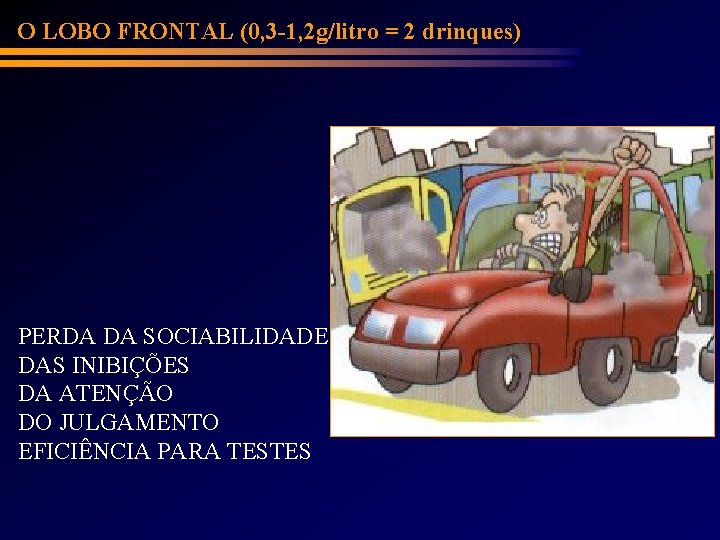 O LOBO FRONTAL (0, 3 -1, 2 g/litro = 2 drinques) PERDA DA SOCIABILIDADE