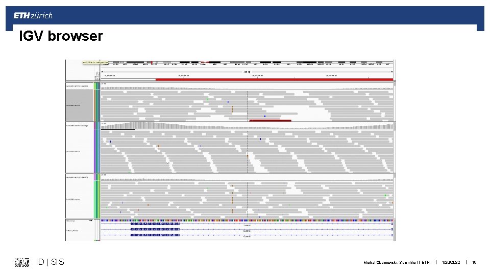 IGV browser ID | SIS Michal Okoniewski, Scientific IT ETH | 1/20/2022 | 16