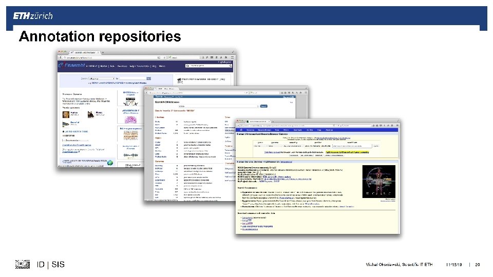 Annotation repositories ID | SIS Michal Okoniewski, Scientific IT ETH | 1/20/2022 | 20
