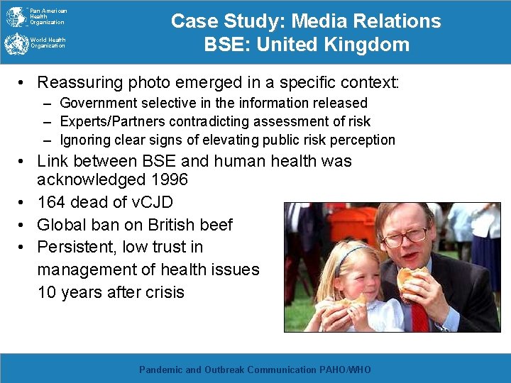 Pan American Health Organization World Health Organization Case Study: Media Relations BSE: United Kingdom