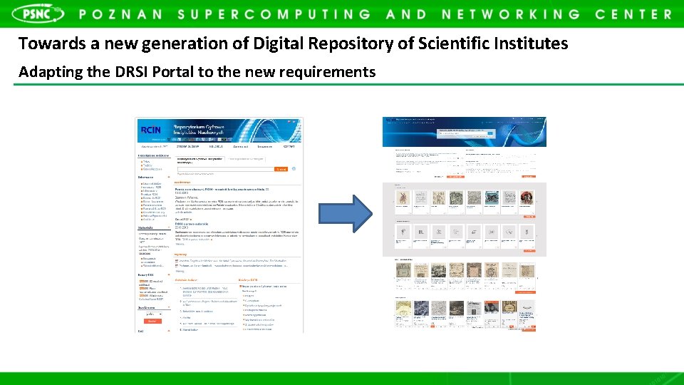 Towards a new generation of Digital Repository of Scientific Institutes Adapting the DRSI Portal