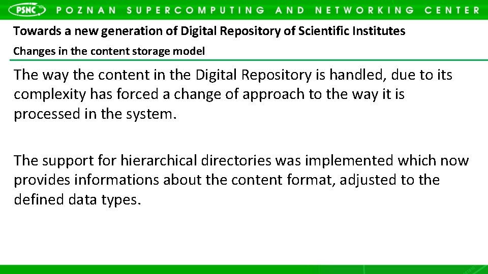 Towards a new generation of Digital Repository of Scientific Institutes Changes in the content