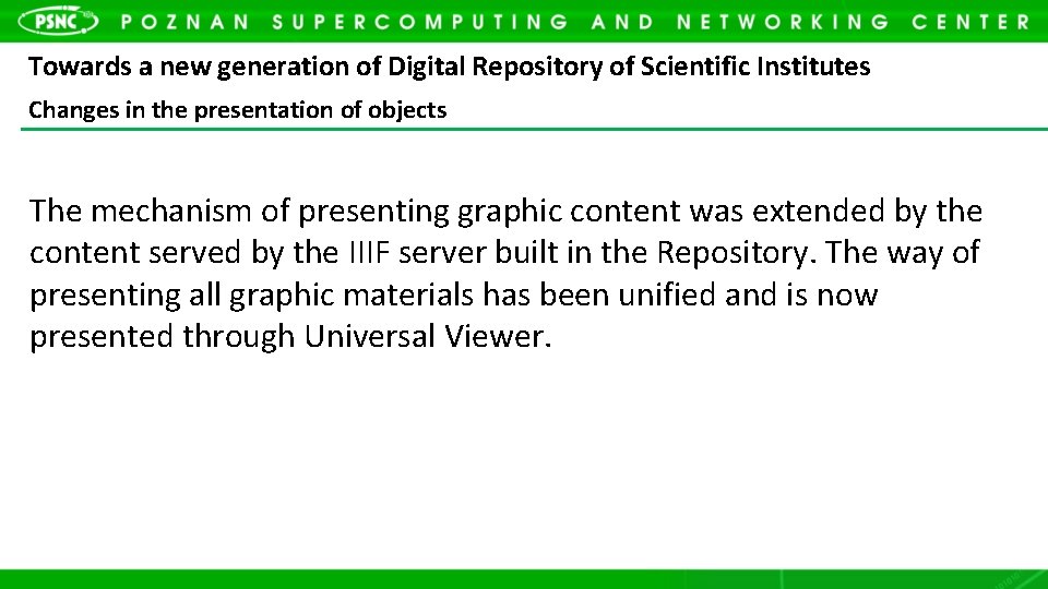 Towards a new generation of Digital Repository of Scientific Institutes Changes in the presentation