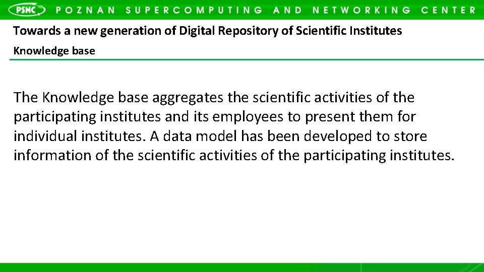 Towards a new generation of Digital Repository of Scientific Institutes Knowledge base The Knowledge
