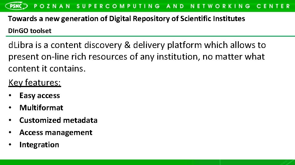 Towards a new generation of Digital Repository of Scientific Institutes DIn. GO toolset d.