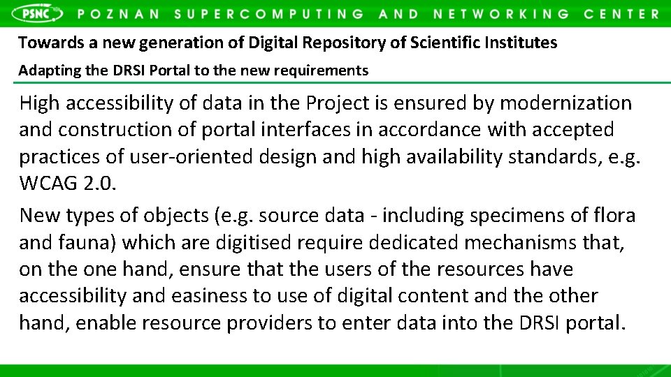 Towards a new generation of Digital Repository of Scientific Institutes Adapting the DRSI Portal
