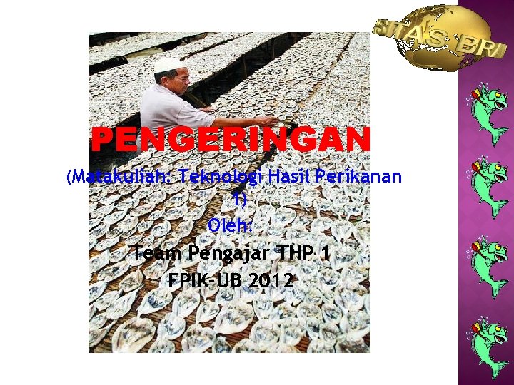 PENGERINGAN (Matakuliah: Teknologi Hasil Perikanan 1) Oleh: Team Pengajar THP 1 FPIK-UB 2012 