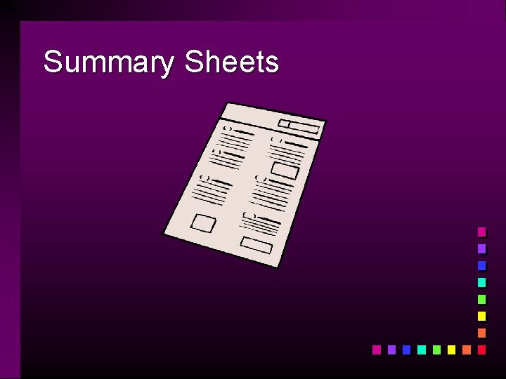 Summary Sheets 