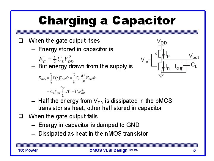 Charging a Capacitor q When the gate output rises – Energy stored in capacitor