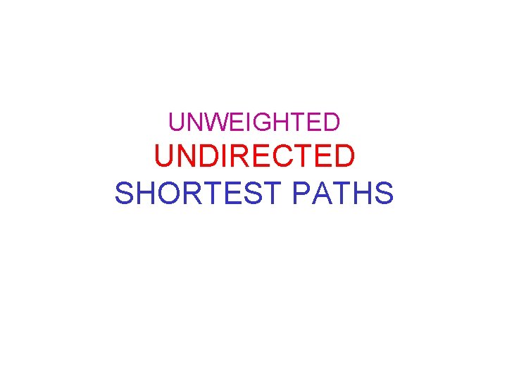 UNWEIGHTED UNDIRECTED SHORTEST PATHS 