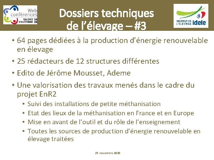 Dossiers techniques de l’élevage – #3 • 64 pages dédiées à la production d’énergie