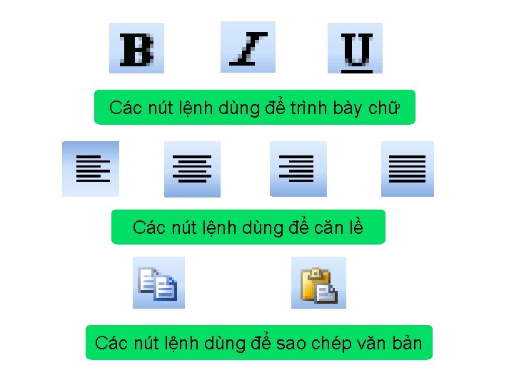 Các nút lệnh dùng để trình bày chữ Các nút lệnh dùng để căn