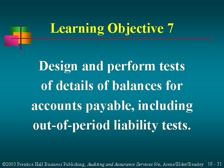 Learning Objective 7 Design and perform tests of details of balances for accounts payable,