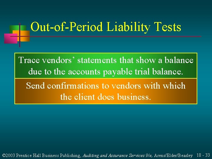 Out-of-Period Liability Tests Trace vendors’ statements that show a balance due to the accounts
