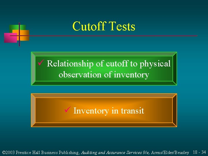 Cutoff Tests ü Relationship of cutoff to physical observation of inventory ü Inventory in