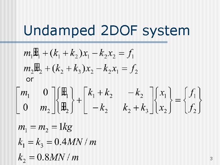 Undamped 2 DOF system or 3 