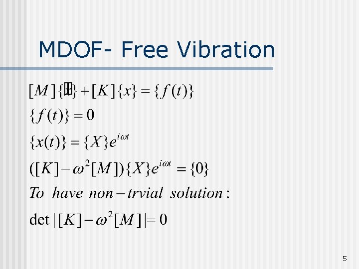 MDOF- Free Vibration 5 