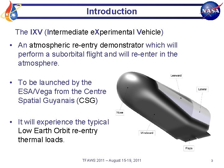 Introduction The IXV (Intermediate e. Xperimental Vehicle) • An atmospheric re-entry demonstrator which will