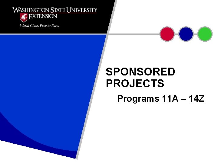 SPONSORED PROJECTS Programs 11 A – 14 Z 