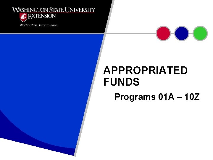 APPROPRIATED FUNDS Programs 01 A – 10 Z 
